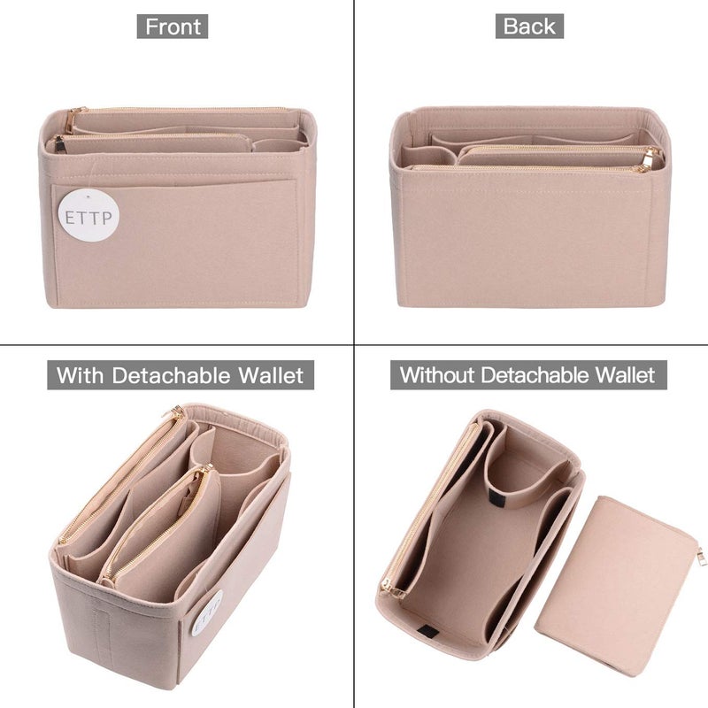 ETTP Purse Organizer, Felt Bag Organizer Insert For Speedy, Neverfull, Tote, Handbag, 8 Colors 5 Sizes (Medium, Beige) - Image 3